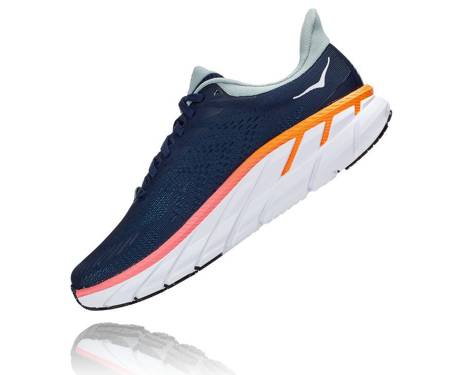 Hoka Australia One One Clifton 7 - Womens Running Shoes Navy/White - NBEMT-2760